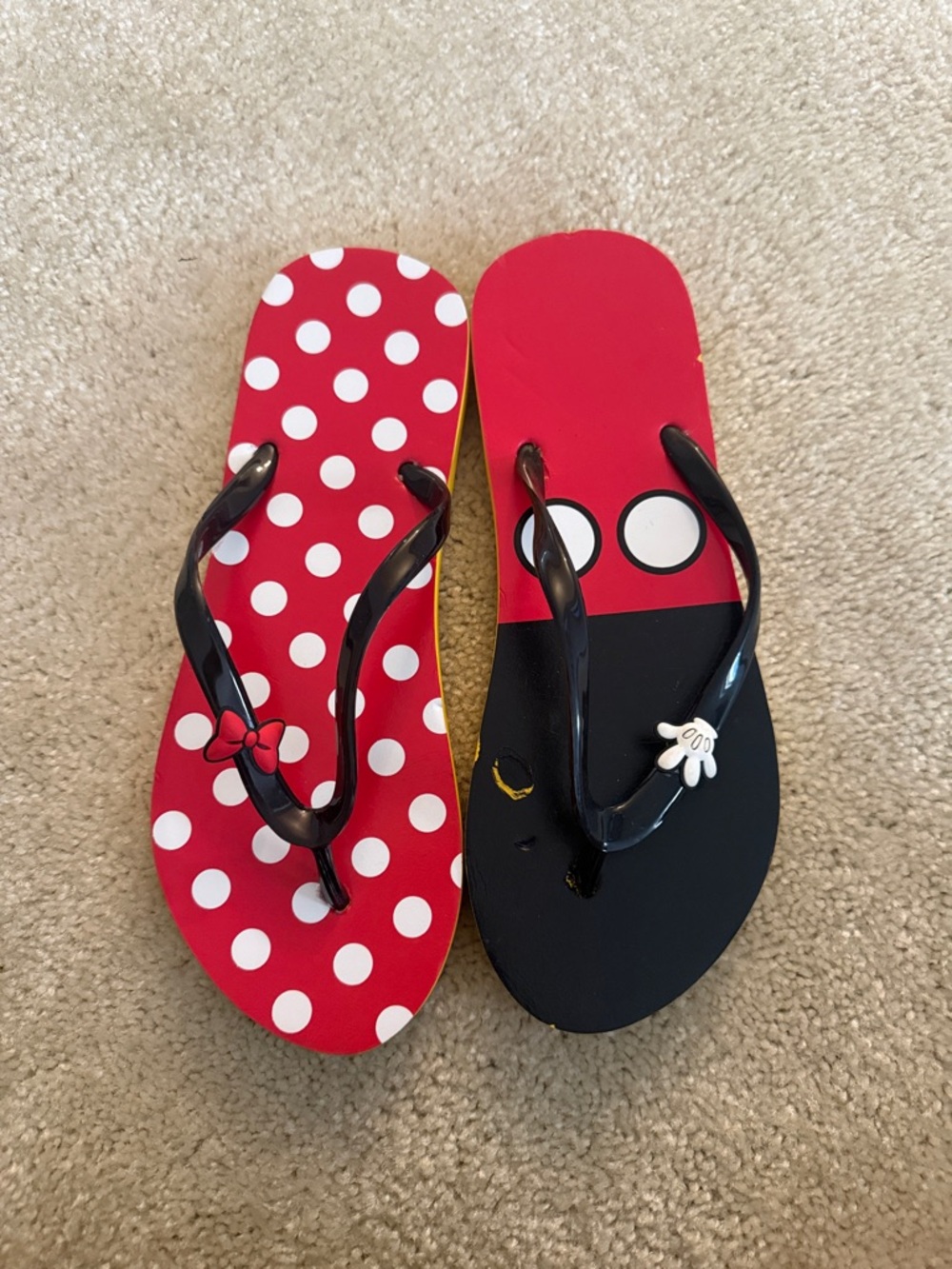 Disney Red, Black and White Polka Dot Kids Flip Flops